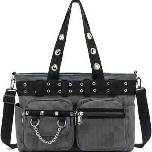 Corduroy Tote Bag Goth Bags for Women Large Gothic Goth Purse for College Work O